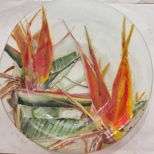 Hand painted strelitzia platter 30cm